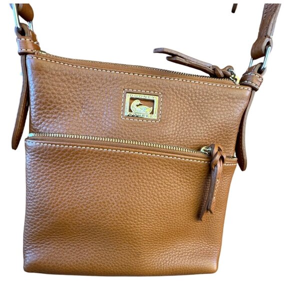 Dooney & Bourke Dillen Brown Tan Leather Crossbody , Messenger Bag - Picture 1 of 9